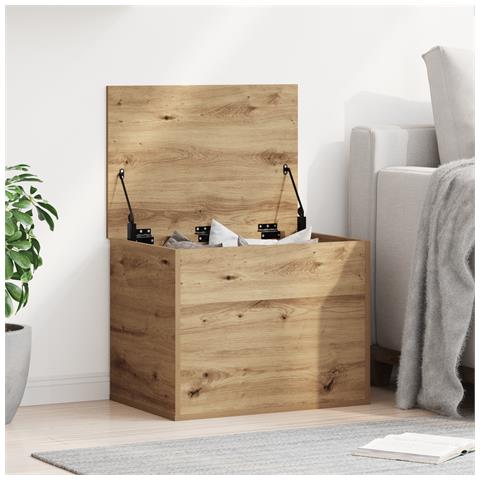Scatola di Stoccaggio con Coperchio Rovere Artigianale 60x42x46 cm Legno Ingegnerizzato - Foto 2