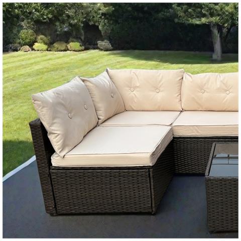 Nacula Set Di Mobili Da Giardino Modulari A 6 Posti In Resina Intrecciata Marrone - Foto 2