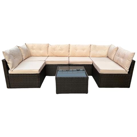 Nacula Set Di Mobili Da Giardino Modulari A 6 Posti In Resina Intrecciata Marrone - Foto 1