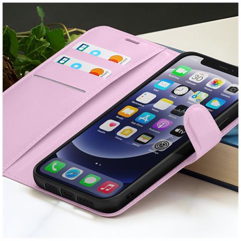 Custodia A Portafoglio Per Iphone 12 Mini Funzione Supporto E Linguetta Magnetica, Rosa - Foto 5