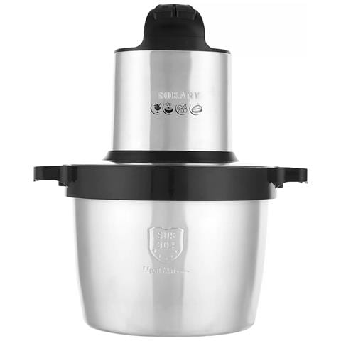 Tritacarne Elettrico Inox Ciotola 2l Per Carne Verdure Doppie Lame Potenti, Nero / Argento - Foto 1