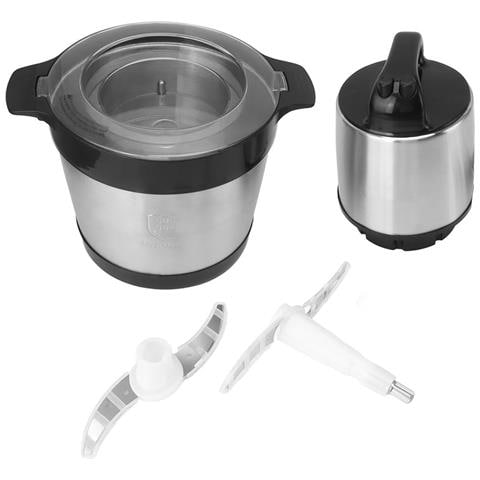 Tritacarne Elettrico Inox Ciotola 2l Per Carne Verdure Doppie Lame Potenti, Nero / Argento - Foto 5