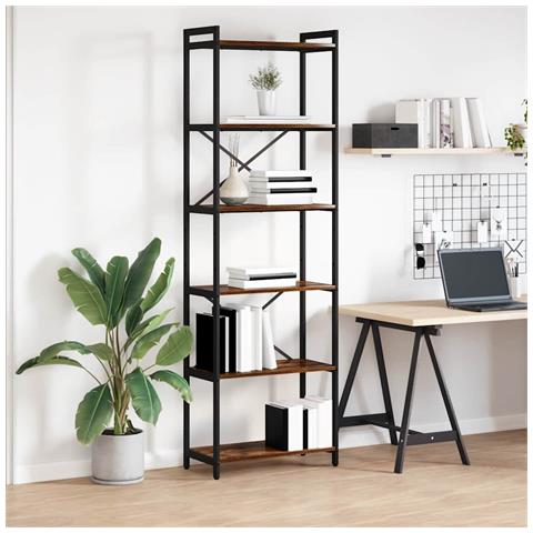 Libreria Rovere fumo 60 x 30 x 188 cm Legno multistrato - Foto 2