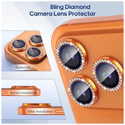 Protezione Obiettivo Fotocamera Bling Diamond Eagle Eye Compatibile Con Iphone 17 - Copriobiettivo In Vetro Temperato Con Strass Argentati - Foto 2