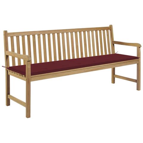 Panca Da Giardino Con Cuscino Rosso Vino 175 Cm Legno Di Teak - Foto 2