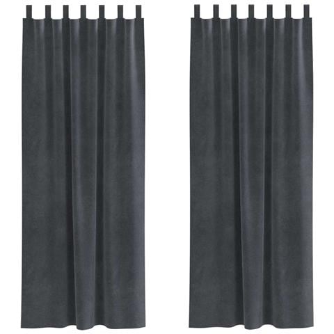 Tende con tende 2 pcs Grigio chiaro 140 x 225 cm Velluto - Foto 1