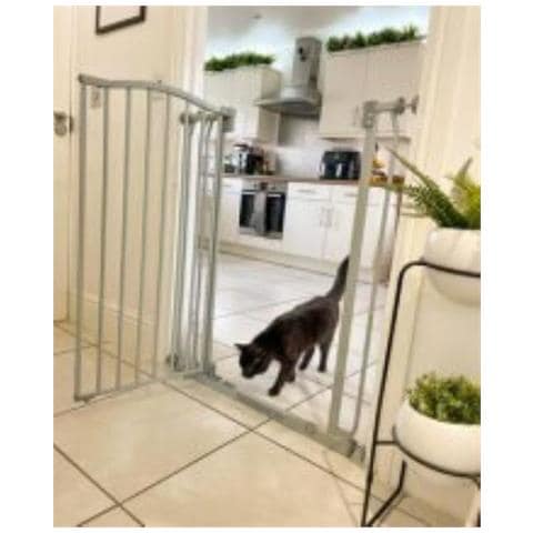 Bettacare Cancelletto Per Cani Extra Alto Con Parte Superiore Incurvata, 89cm - 98cm, Grigio Opaco, Extra Alto 100cm In Altezza - Foto 4