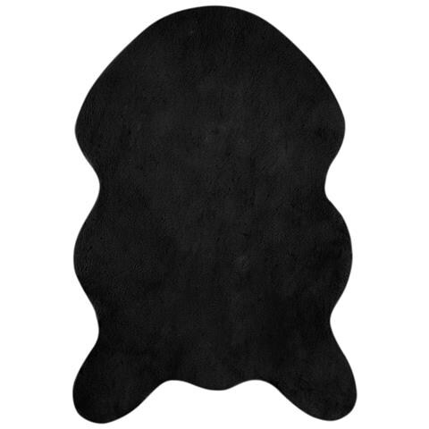 Tappeto in Pelliccia Sintetica di Coniglio Olite Nero - Foto 1