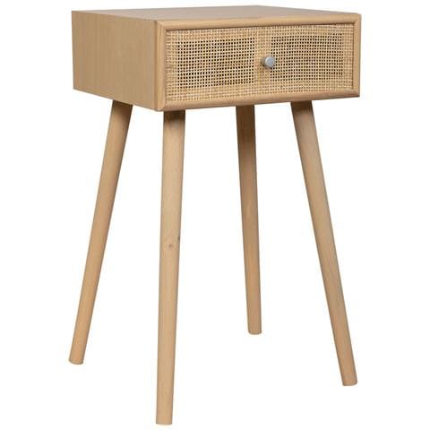 Comodino In Mdf E Rattan, 1 Cassetto, Marrone, 40x36x70 Cm - Foto 1