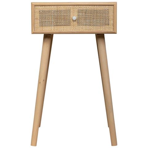Comodino In Mdf E Rattan, 1 Cassetto, Marrone, 40x36x70 Cm - Foto 2