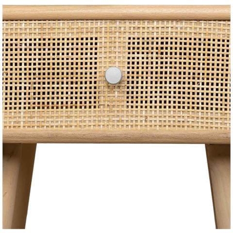 Comodino In Mdf E Rattan, 1 Cassetto, Marrone, 40x36x70 Cm - Foto 8