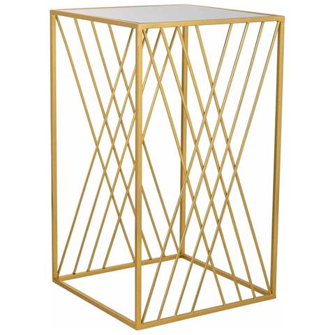 Tavolino Angolare Quadrato In Metallo Oro 40x40x70 - Foto 1