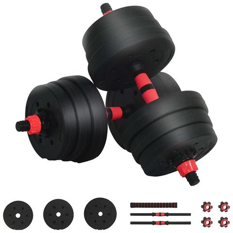 Set Manubri e Bilanciere 2-in-1 30kg Nero e Rosso - Foto 1