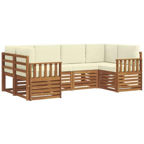 Set divani 6 pcs Naturale e Crema Legno di Acacia Massello - Foto 1