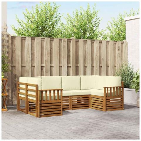 Set divani 6 pcs Naturale e Crema Legno di Acacia Massello - Foto 2