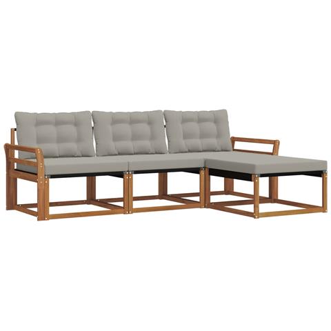 Set di divani da esterno 4 pcs Grigio Naturale e Chiaro - Foto 1