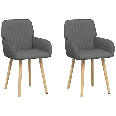 Sedie da pranzo 2 pcs Tessuto Grigio Scuro 56,5 x 50 x 87,5 cm - Foto 1