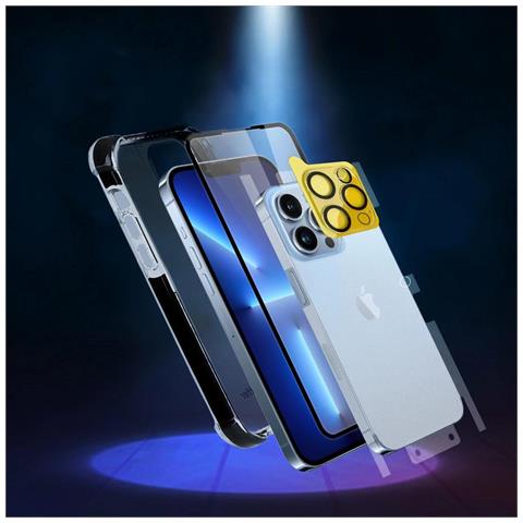 Bestsuit 6in1 Kit Per Iphone 13 Mini: Custodia / Vetro Temperato Flexi / Pellicola Protettiva Per Il Retro / Vetro Temperato Per L'obiettivo Della Fotocamera / Panni / Applicatore (buffer D30) - Foto 7