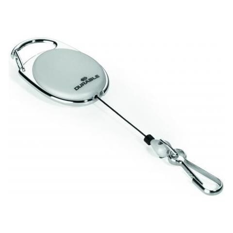 Chiocciola Yo-yo Style Ovale Gancio Filo Retrattile 80cm Moschettone Grigio - Foto 1