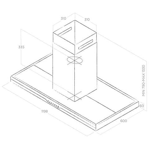 PRF0148122 Cappa ad Isola METEORITE ISLAND IX / A / 120X60 Aspirante da 120 cm Colore Acciaio Inox / Vetro Nero - Foto 3