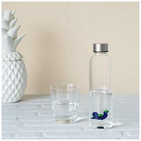 Bottiglia Scuba Acqua 0,5 Lt Tappo In Acciaio Inox Ideale Per Comodino E Ufficio Borosilicato 23 Cm - Foto 3