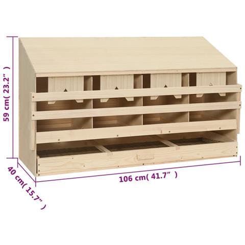 Casetta Cova per Galline 4 Scomparti 106x40x59 cm Legno di Pino - Foto 7