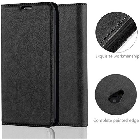 Custodia Compatibile Con Nokia Lumia 535 In Nero Di Notte - Coperchio Protettiva Con Chiusura Magnetica, Funzione Stand E Tasca Per Le Carte - Foto 2