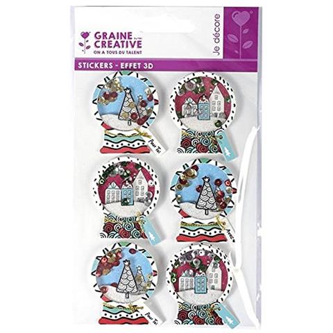 6 Adesivi 3d Di Natale - Palline Da Neve 5 Cm - Foto 2