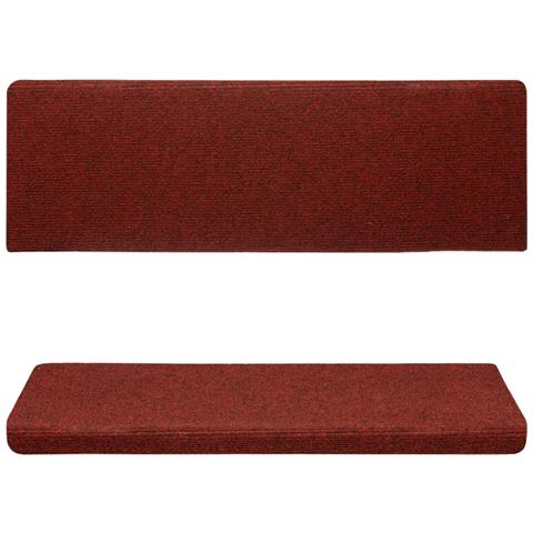 Tappetini per Scale Tessuto Agugliato 15 pz 65x21x4 cm Rossi - Foto 2