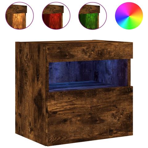 Mobile Tv A Parete Con Luci Led Rovere Fumo 40x30x40 Cm - Foto 2