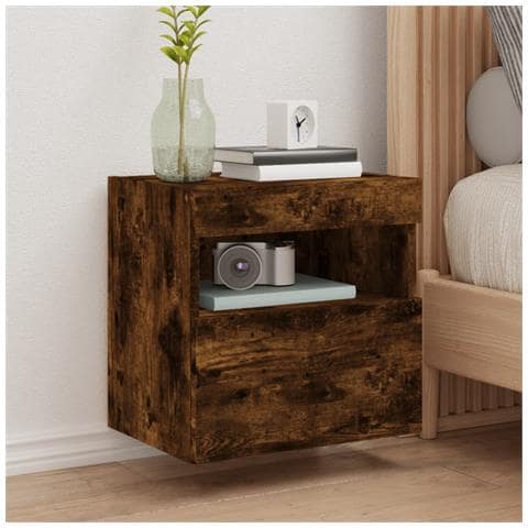 Mobile Tv A Parete Con Luci Led Rovere Fumo 40x30x40 Cm - Foto 1