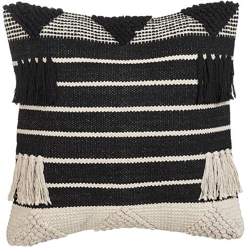 Cuscino Decorativo Chittoor Cotone 50 X 50 Cm Nero Trama Geometrica - Foto 6