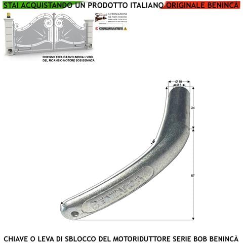Leva Per Lo Sblocco Del Motoriduttore Bob Della Benincà Chiave 9686877 Per Aprire Il Cancello In Mancanza Di Rete Elet - Foto 1
