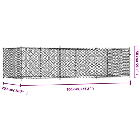 Gabbia Per Cani Con Porta Grigia 6x2x1,5 M In Acciaio Zincato - Foto 8