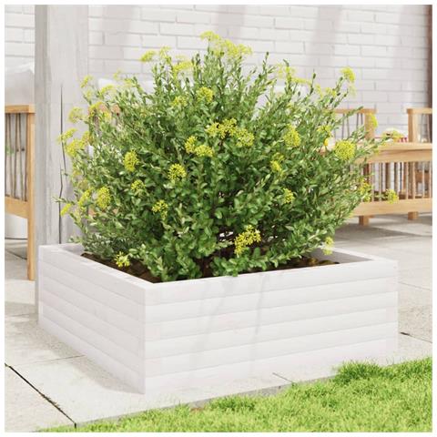 Fioriera Da Giardino Bianca 70x70x23 Cm Legno Massello Di Pino - Foto 3