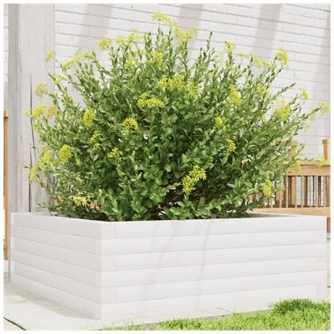 Fioriera Da Giardino Bianca 70x70x23 Cm Legno Massello Di Pino - Foto 1