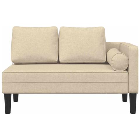 Chaise Longue Con Cuscini Crema In Tessuto - Foto 2
