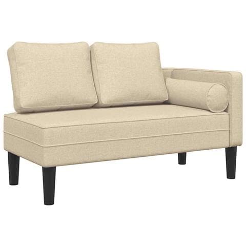 Chaise Longue Con Cuscini Crema In Tessuto - Foto 1