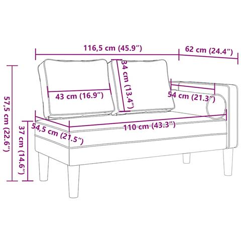 Chaise Longue Con Cuscini Crema In Tessuto - Foto 8