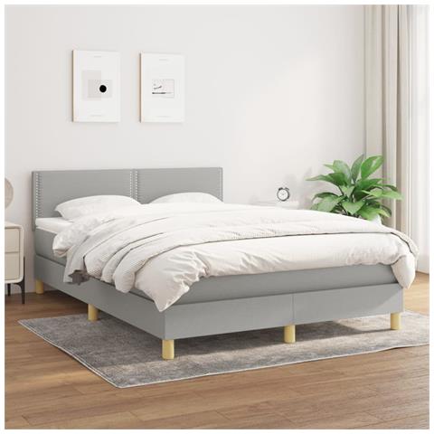 Giroletto A Molle Con Materasso Grigio Chiaro 140x200cm Tessuto - Foto 7
