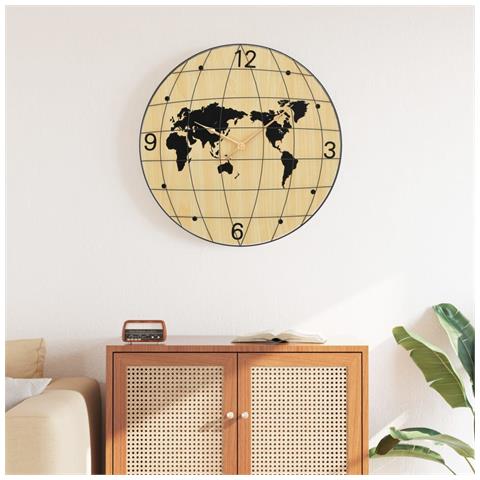 Orologio A Parete Giallo E Nero 50 Cm In Legno Multistrato - Foto 1