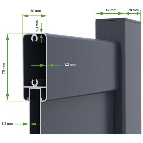 Cancello Battente 3,5m Vogel Alt. 140cm Grigio Alluminio + 2 Montanti 20x20cm Alt. 166cm - Foto 2