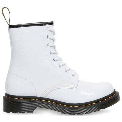 W White Patent Lamper Croc Emboss White Booties Stivaletti Pelle Scarpe Donna Bianco Eu 41, 1460 26855100 - Foto 1