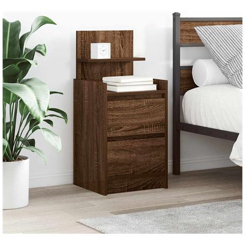 Comodini con 2 Cassetti 2 pz Rovere Marrone 38x34x80 cm - Foto 1