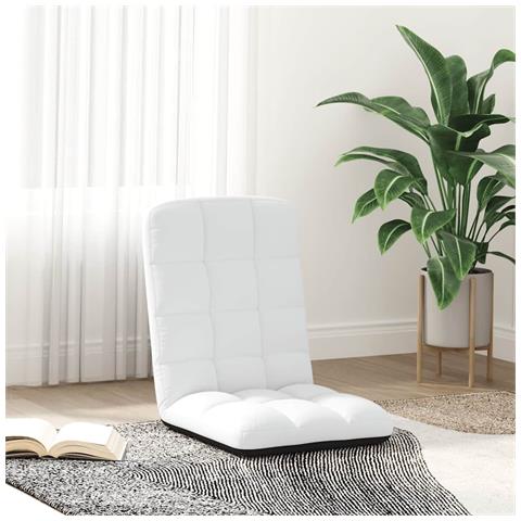 Sedia Da Terra Pieghevole Bianco 71x51x62 Cm In Tessuto - Foto 3