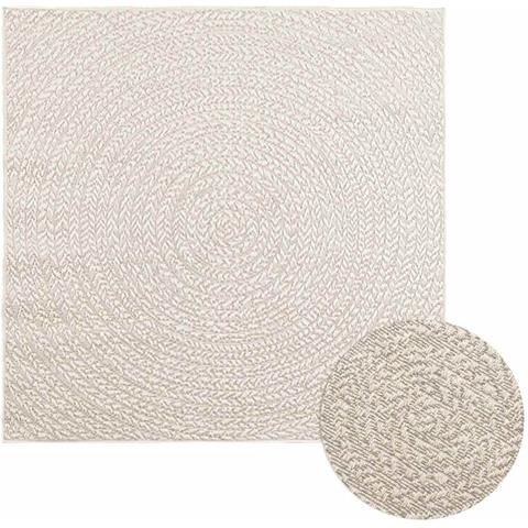 Tappeto Zizur Crema 120x120 Cm Aspetto Iuta Interni Ed Esterni - Foto 1