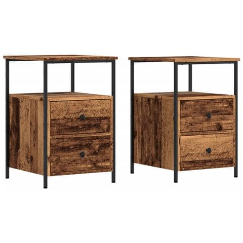 Comodini Legno Antico 2 Pz 34x35,5x50 Cm In Legno Multistrato - Foto 2