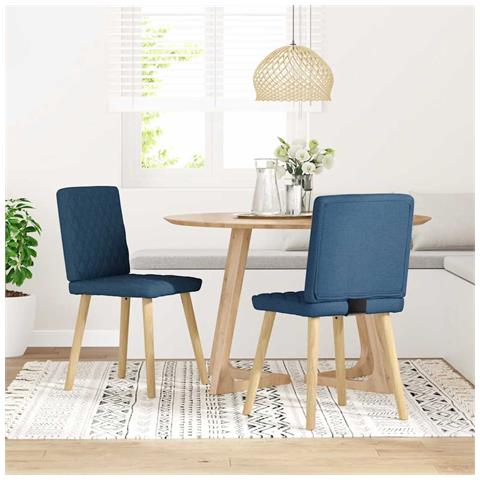 Sedie Da Pranzo 2 Pz Blu In Tessuto - Foto 1