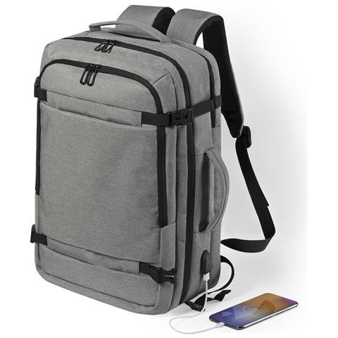 Dam Zaino Da Cabina Multiscomparto, Porta Laptop 17"". Presa Usb Esterna. Adattabile A Trolley. 32x20x46 Cm. Colore: Grigio - Foto 1