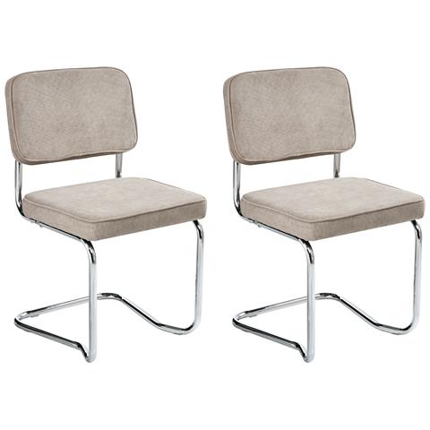 Set Di 2 Sedie Da Pranzo Irwin Velluto A Coste Tortora - Foto 2